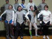 Northepointe fencers include: (back row, from left) Levi Condren, Simon Bard, Dylan Meehan, Kaela Meehan, Chris Emerson, (front row) Jazmine Shepard, Jonas DeLisle, Haylie Bolte, Isobel Fife.