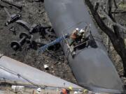 The site where several CSX tanker cars carrying crude oil derailed and caught fire May 1 along the James River near downtown Lynchburg, Va.