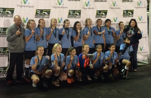 The Salmon Creek Warriors won the girls under-14 title at the Washington Youth Soccer Recreational Cup state tournament.