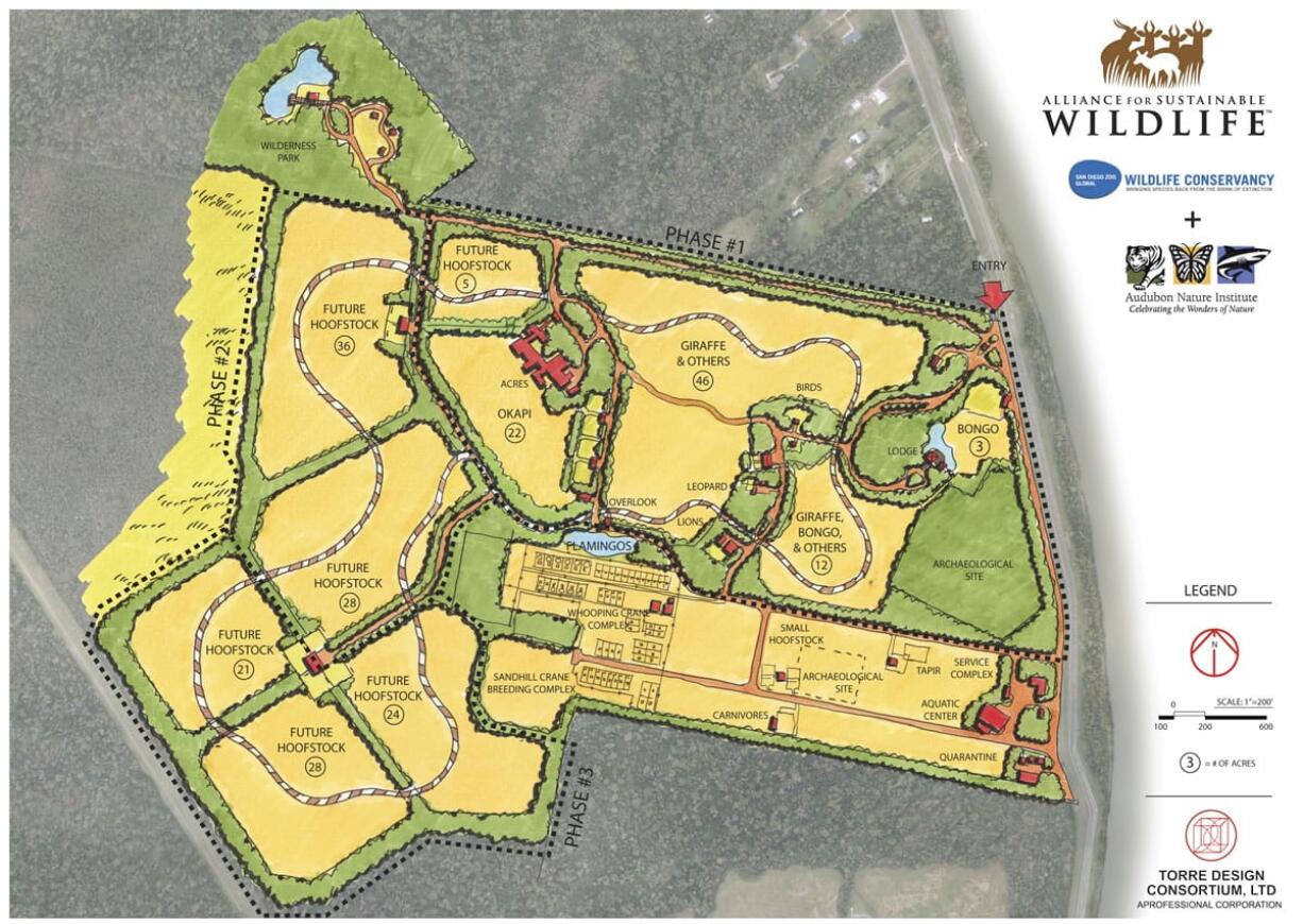 This artist rending provided by the Audubon Nature Institute on Jan. 7 shows the proposed layout of the Audubon Species Survival Center in New Orleans.