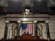 President Barack Obama gives his 2013 State of the Union address during a joint session of Congress on Capitol Hill in Washington.