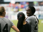 Tina Ellertson with the Portland Thorns. Photo credit: David Blair/Portland Thorns FC Tina Ellertson with the Portland Thorns.