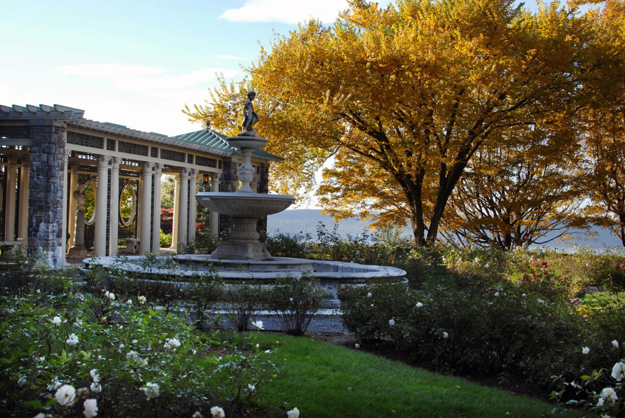 The Rockefeller Estate in Sleepy Hollow, N.Y., offers a view from its rose garden during autumn.