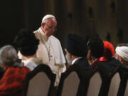 Pope Francis looks on during a multi-religious prayer for peace at the 9/11 Memorial and Museum on Sept. 25, 2015 in New York. Pope Francis is in New York on a two day visit and will carry out a number of engagements including a Papal motorcade through Central Park and a Mass in Madison Square Garden.  (Justin Sullivan/Getty Images via AP, Pool)Pope Francis looks on during a multi-religious prayer for peace at the 9/11 Memorial and Museum on Sept. 25, 2015 in New York. Pope Francis is in New York on a two day visit and will carry out a number of engagements including a Papal motorcade through Central Park and a Mass in Madison Square Garden.