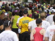 Runners start the 2013 Vancouver USA Marathon.