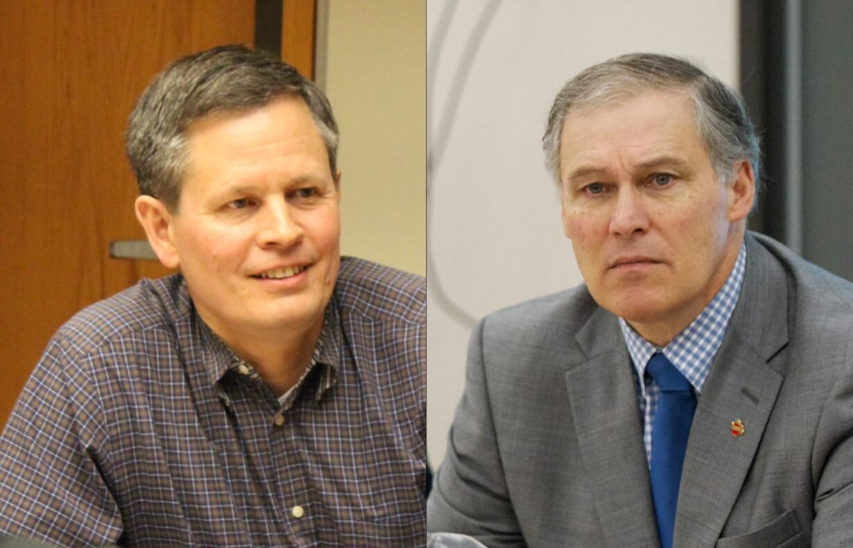 U.S. Rep. Steve Daines, R-Mont., left, and Washington Gov.