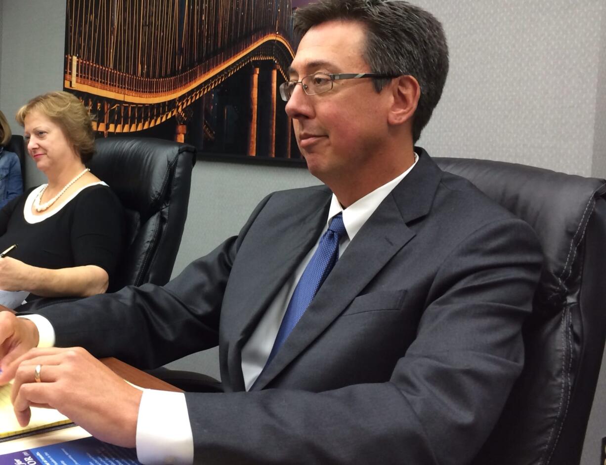 Candidate Josie Townsend, left, and incumbent Tony Golik met with the editorial board Tuesday, Sept.