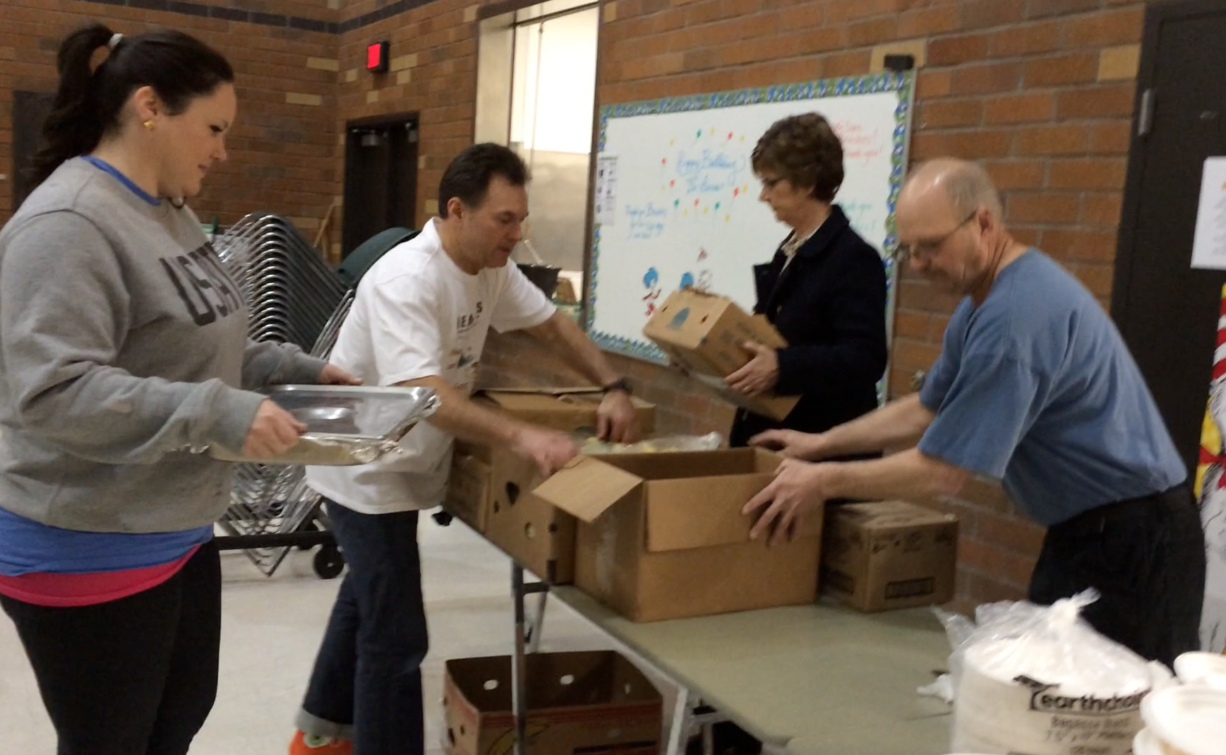 Beaches owner Mark Matthias, second from left, is the guy behind the Green Eggs &amp; ham breakfast at local elementary schools.