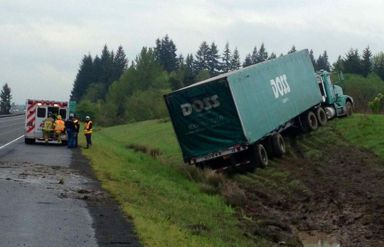 A tractor-trailer left the roadway Wednesday morning after the driver reportedly fell asleep, according to Washington State Patrol.