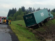 A tractor-trailer left the roadway Wednesday morning after the driver reportedly fell asleep, according to Washington State Patrol.