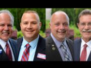 Candidates for Clark County sheriff, from left, Chuck Atkins, Shane Gardner, Ed Owens and John Graser