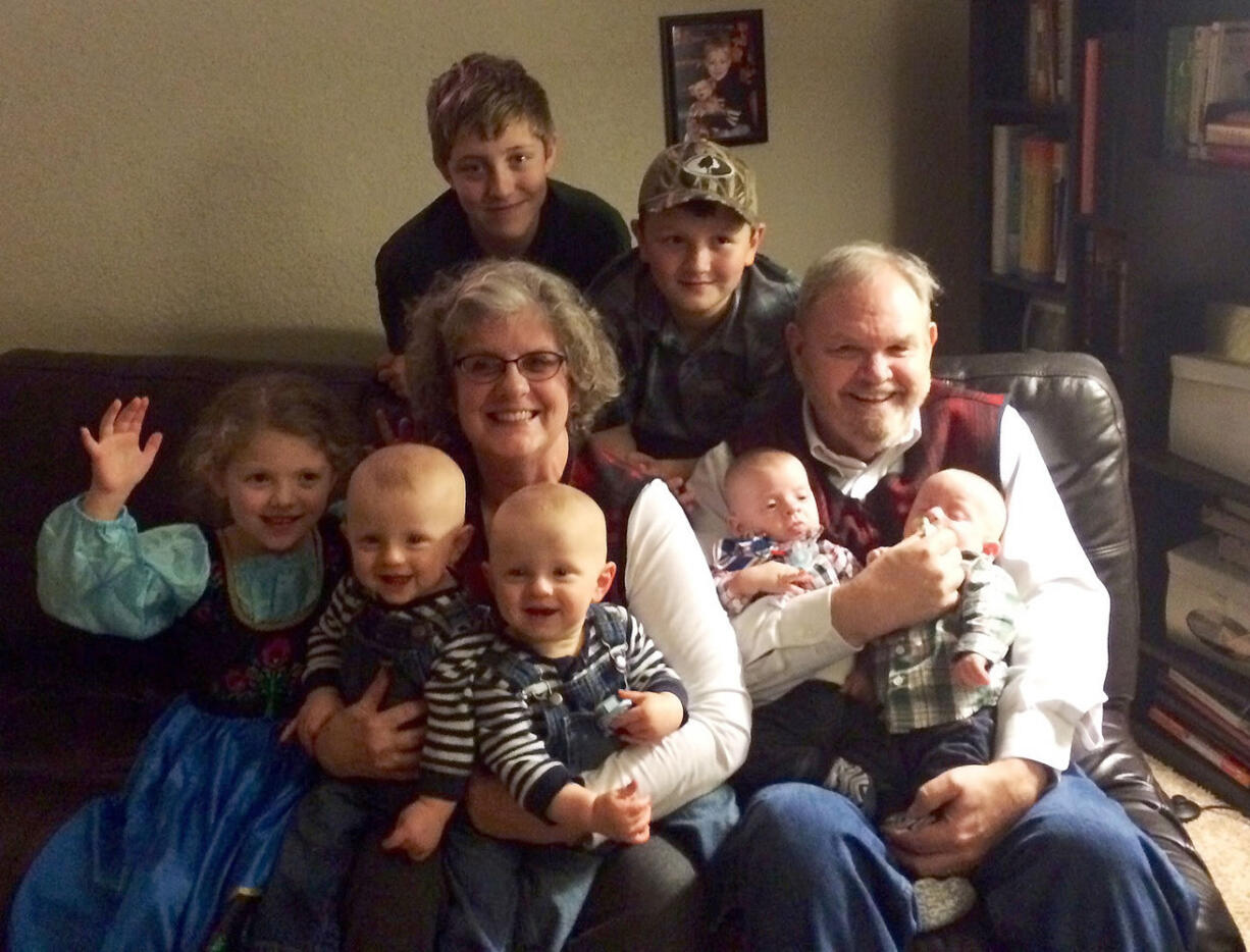 Bob and Pat Orr, of Camas, enjoyed Christmas Eve with their seven grandchildren, Aviya, 6, Aiden and Nolan, 10 months, Ananias and Thaddeus, 3 months, Avery, 14, and Nate, 12.