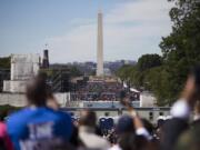 A view of the crowd during a rally Saturday to mark the 20th anniversary of the Million Man March in Washington.