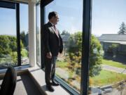 Dan Bernardo, interim president for Washington State University, looks over the WSU Vancouver campus during a September visit. Representatives of the presidential search advisory committee held three forums Monday on the Salmon Creek campus.