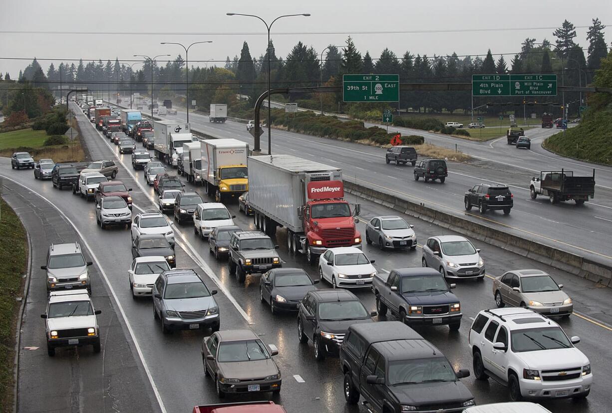 Traffic congestion is on the rise in the Vancouver area, according to a state report released Monday. Commuters racked up nearly 52,000 hours in delays in 2014, a 28 percent increase from 2012.