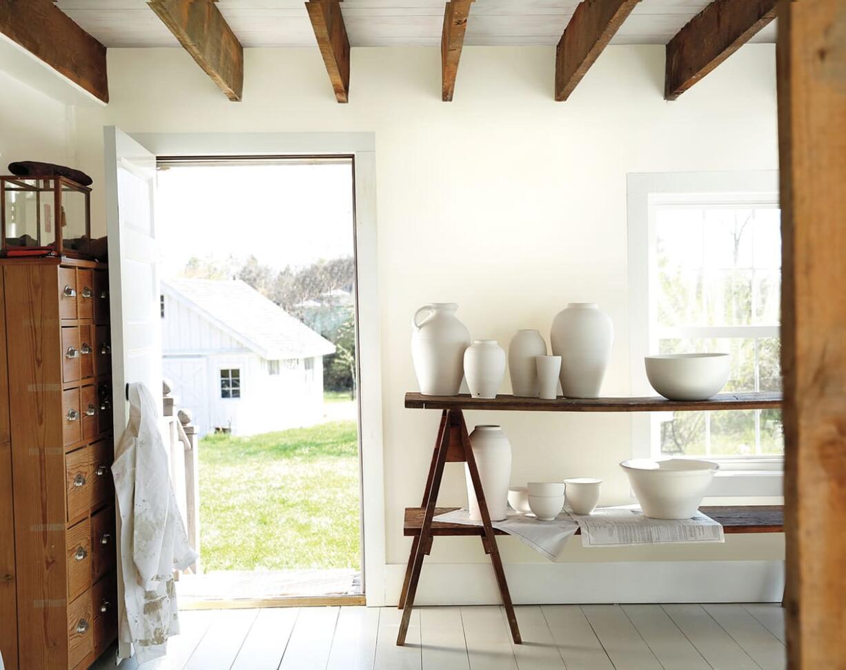 Simply White feels right at home with bisque porcelain in a ceramist&#039;s studio.