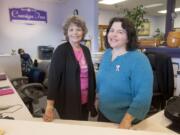 Michelle Bart, president of the National Women&#039;s Coalition Against Violence and Exploitation, right, and her mother, Donna Bart, at their Consign Inn shop in Hazel Dell. The store along Highway 99 opened on Labor Day weekend.