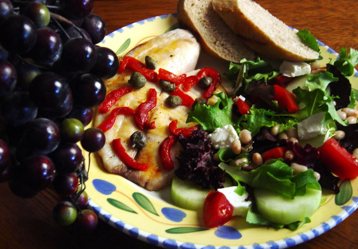 Mediterranean Snapper and Greek Salad (Linda Gassenheimer/TNS)