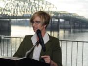 State Sen. Annette Cleveland, D-Vancouver, announces a package of bills Friday at the Red Lion Hotel Vancouver at the Quay.