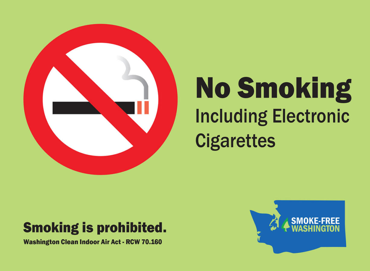 Clark County Public Health made new &quot;No Smoking&quot; signs to include language prohibiting the use of electronic cigarettes.