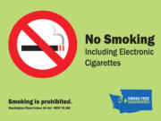 Clark County Public Health made new &quot;No Smoking&quot; signs to include language prohibiting the use of electronic cigarettes.