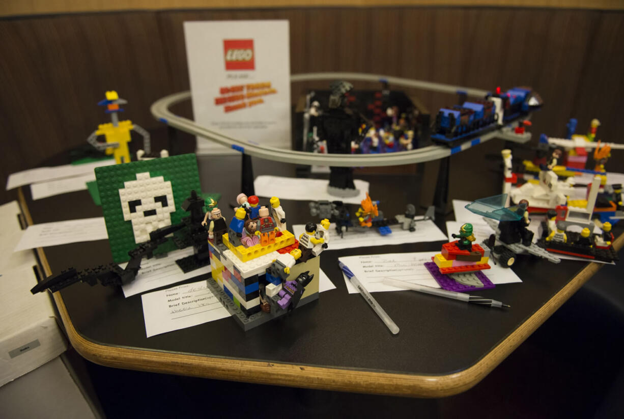 This is a selection of Lego creations built during &quot;Bricks and Beer&quot; session at the Salmon Creek Burgerville on a recent Monday night. Sponsored by the Three Creeks Library, &quot;Bricks and Beer&quot; is a monthly gathering that alternates between Burgerville and the Pizza Schmizza restaurant near Fred Meyer.