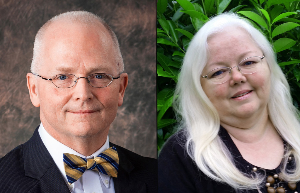 Battle Ground City Councilor Philip Johnson, left, and opponent Candy Bonneville