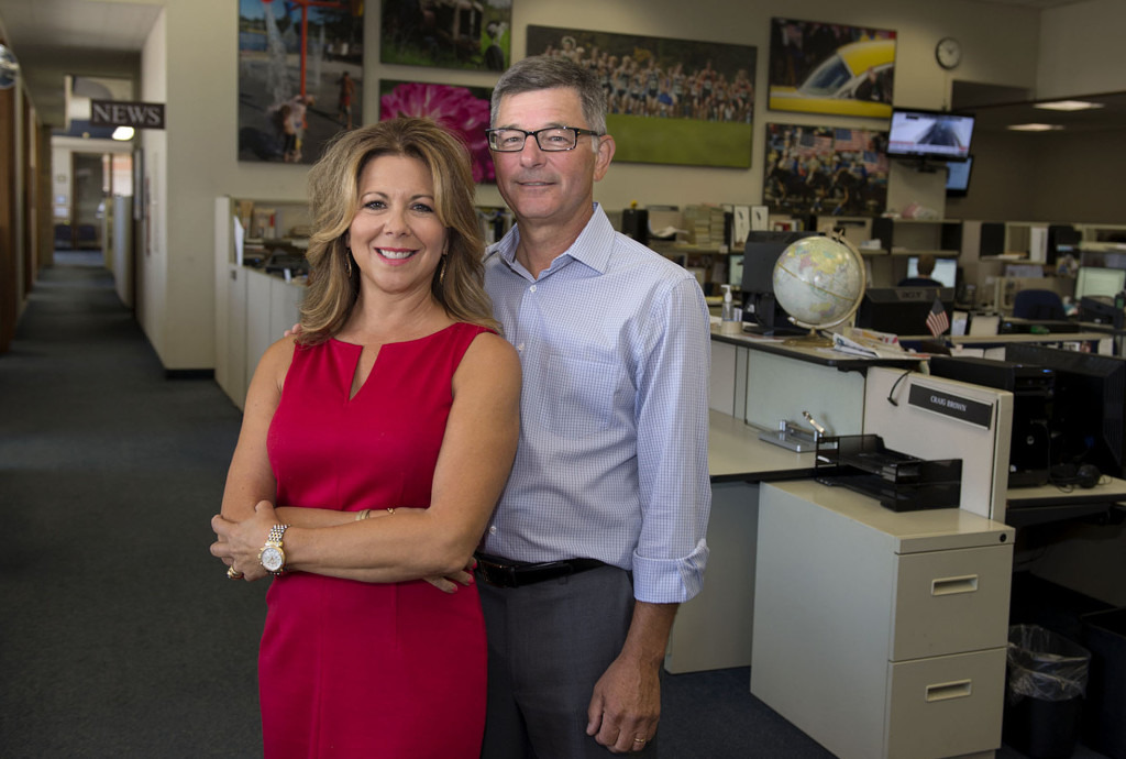 Scott and Jody Campbell are pictured in the newsroom at The Columbian on Tuesday morning, August 25, 2015.