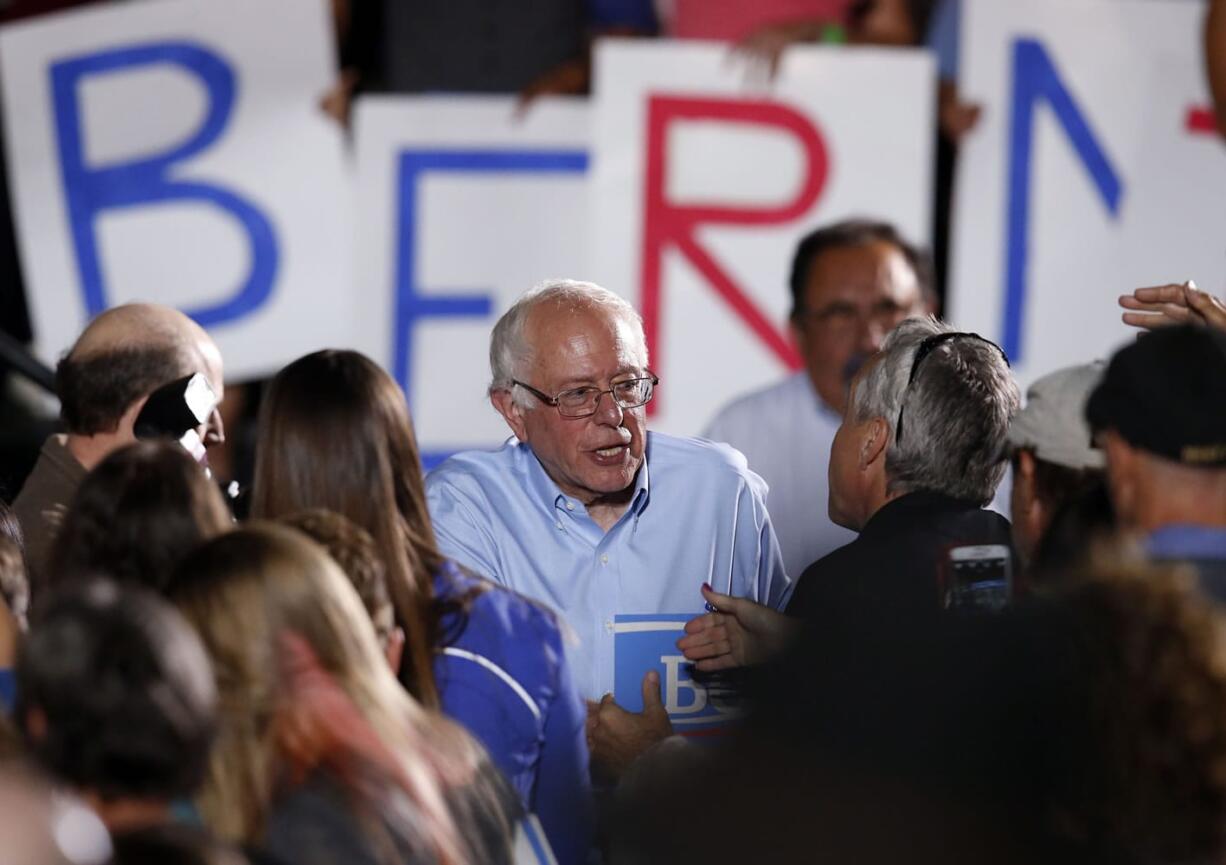 Democratic presidential candidate Sen. Bernie Sanders,of Vermont, speaks during a rally Friday, Oct. 9, 2015, in Tucson, Ariz.