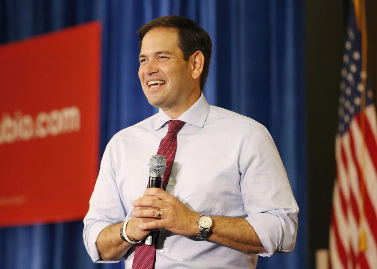 Republican presidential candidate, Sen. Marco Rubio, R-Fla. speaks in Las Vegas.