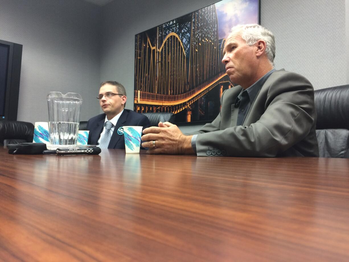 Mike Dalesandro and Marc Boldt, candidates for Clark County Chair, met Friday, Oct.