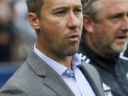 Portland Timbers head coach Caleb Porter in a MLS soccer game against Los Angeles Galaxy in Carson, Calif., Sunday, Oct. 18, 2015. Timbers won 5-2. (AP Photo/Ringo H.W.