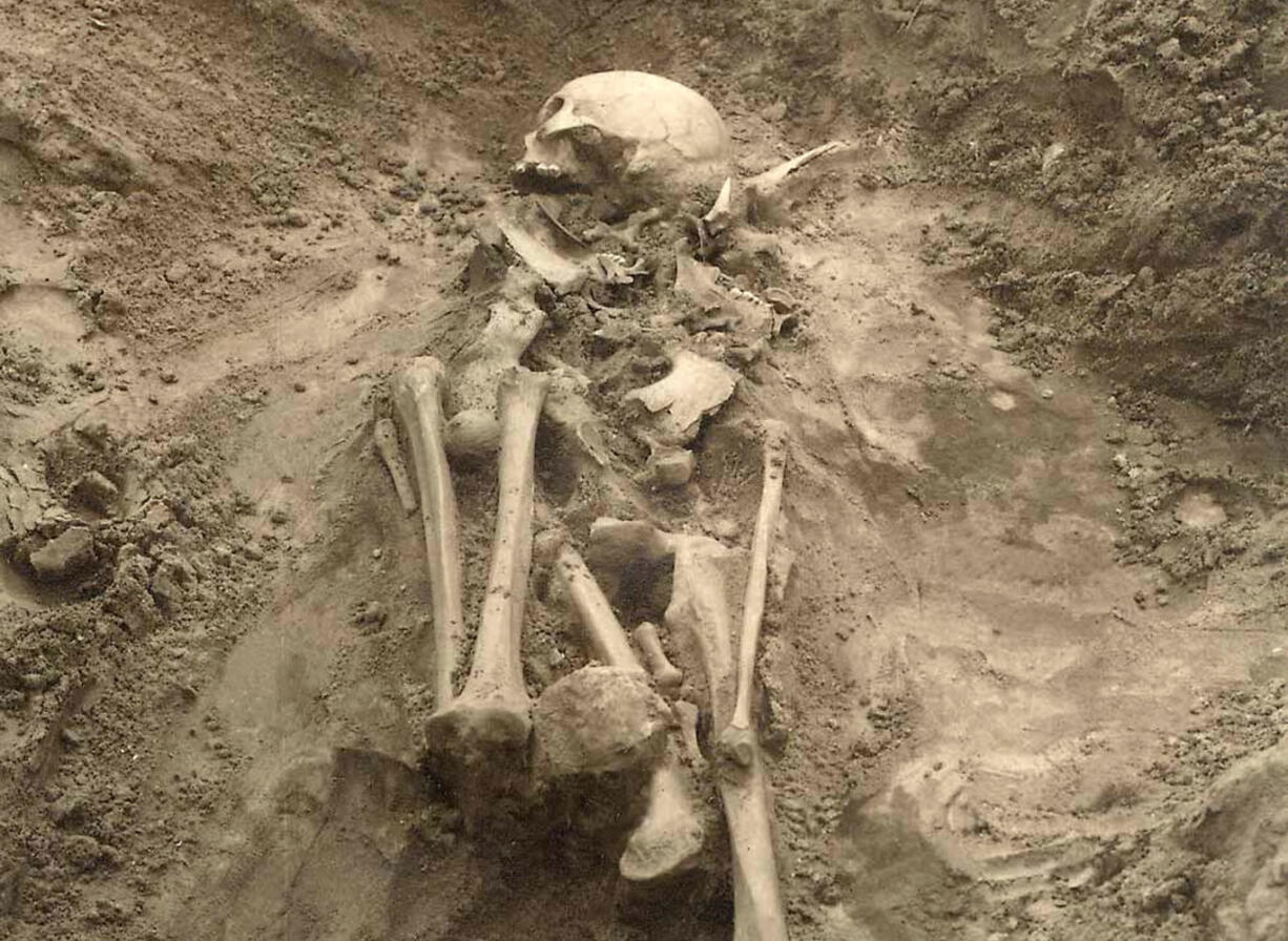 In this undated photo released by Cell journal, the Sope I grave in Estonia, where plague DNA was found in a tooth from this individual and is the earliest evidence of plague found in Europe.  The plague was spreading nearly 3,000-years before previously thought, according to findings published Thursday Oct. 22, 2015, in the journal Cell.  Scientists have found traces of the disease in the teeth of ancient people, although the Bronze Age plague revealed by the new study seems to have lacked the ability to spread over wide regions, so probably remained in local pockets of disease.