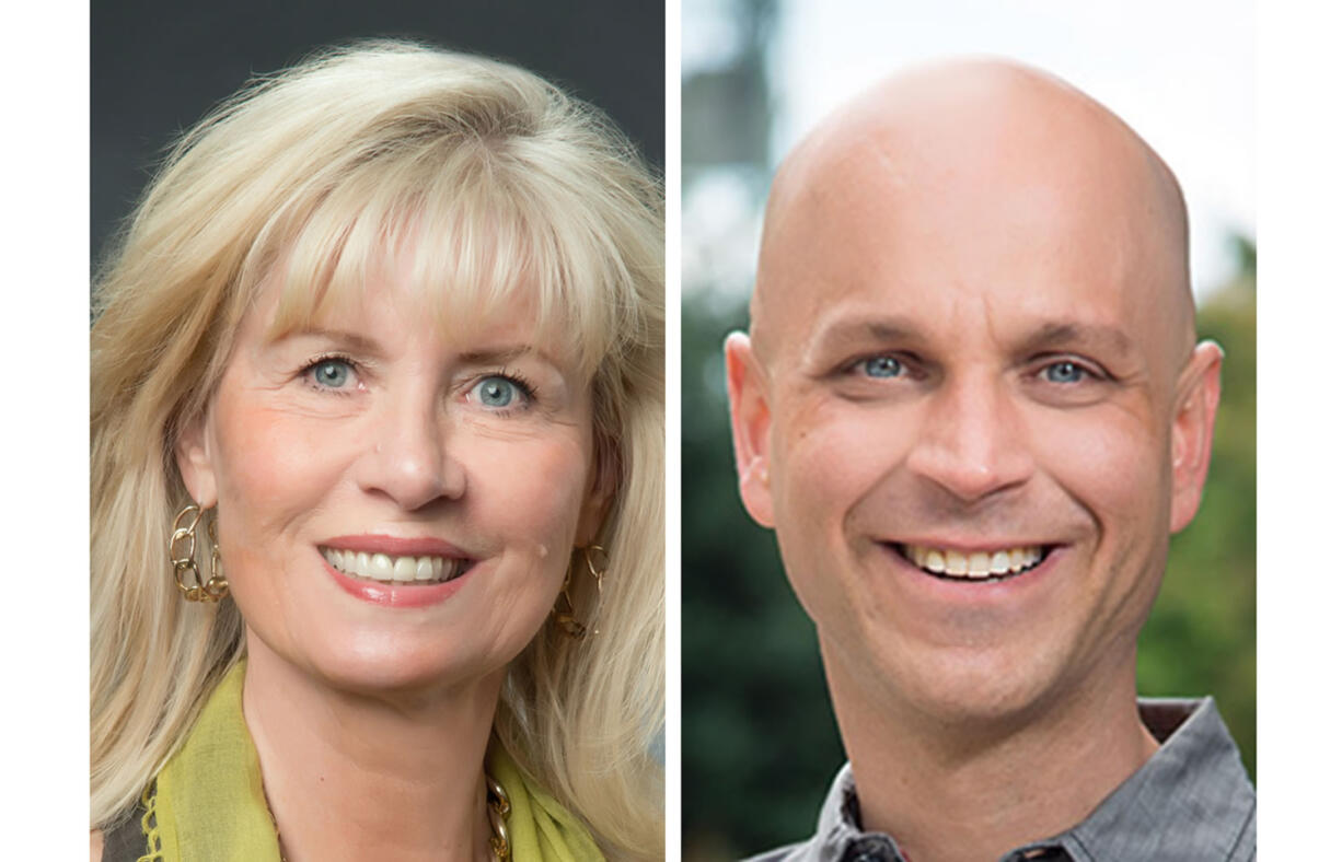 Linda Glover, left, and Ty Stober are running for the seat on the Vancouver City Council that Larry Smith currently holds.