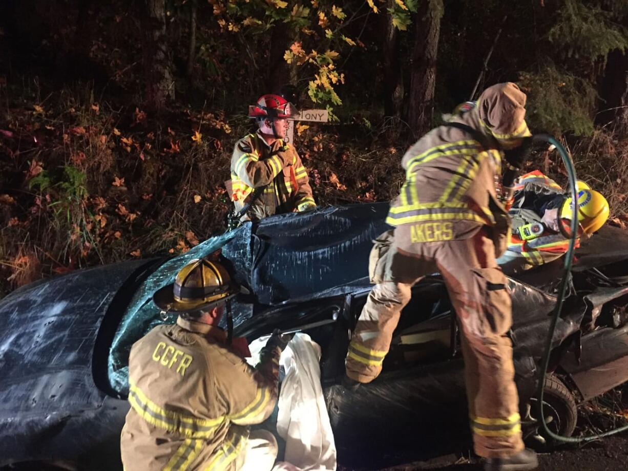 A woman in her 30s was seriously injured in an early morning crash near Battle Ground.