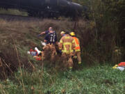 Emergency personnel responded to the BNSF train tracks north of Felida to find a man who had been hit by the train in critical condition.