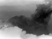 A plume rises from Mount St. Helens in early April 1980.