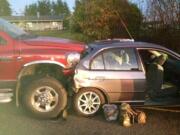 A Dodge Ram rear-ended a Honda Civic Friday afternoon west of Battle Ground.