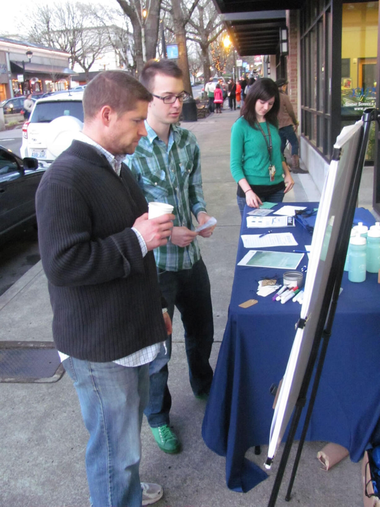 Students in the Portland State University master of urban and regional planning program attended the First Friday festivities in downtown Camas, to ask area residents what they like to do outdoors. Responses included hiking, fishing and biking. The grad students also interacted with the public Saturday, during the grand opening of Hartwood Park, in Washougal.