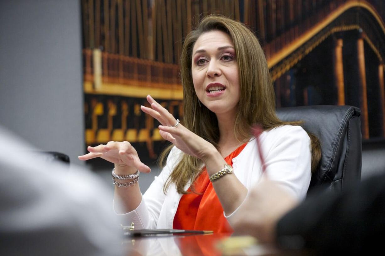 Rep. Jaime Herrera Beutler, R-Camas, visits with The Columbian&#039;s editorial board, Tuesday, May 5, 2015.