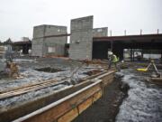 Construction crews are at work building a new Crestline Elementary School. The original building was destroyed by fire Feb. 3.