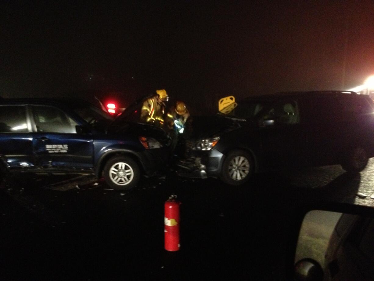 Two cars collided head-on Tuesday evening near the intersection of Northeast 29th Avenue and Northeast 199th Street in Ridgefield.