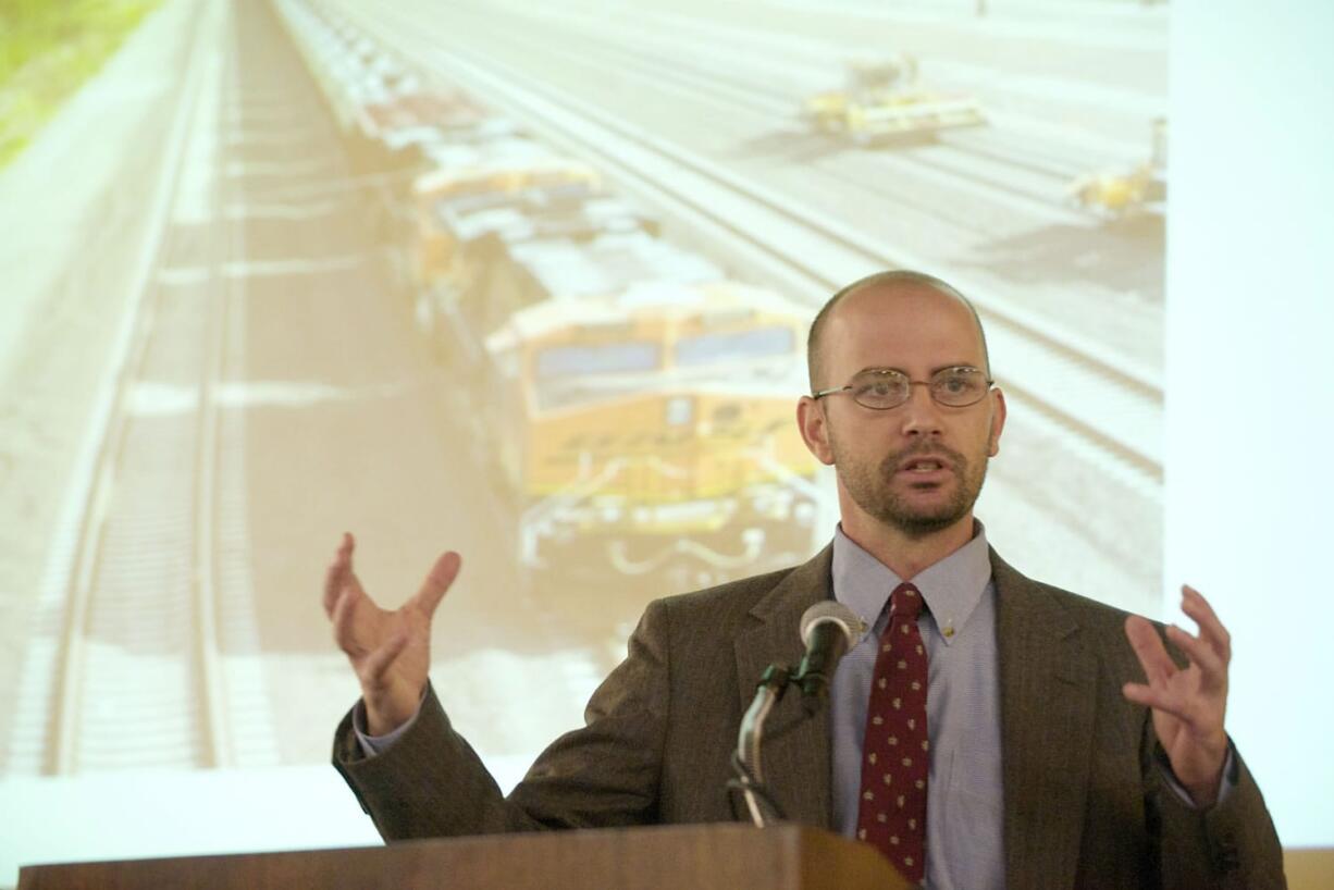 Daniel Serres, conservation director at Columbia Riverkeepers, speaks at a Rotary Club luncheon in 2013 in Vancouver.