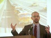 Daniel Serres, conservation director at Columbia Riverkeepers, speaks at a Rotary Club luncheon in 2013 in Vancouver.