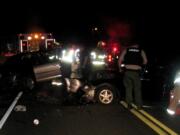 Two people were injured Wednesday evening in a crash near Northeast 159th Street and Parkinen Road in Hockinson.