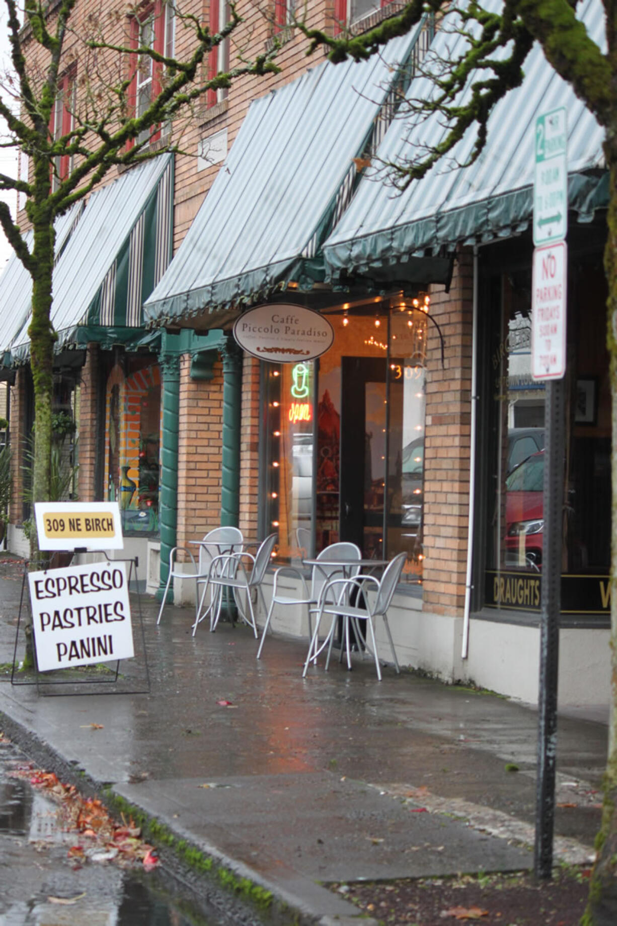 The City Council approved the placement of a 10-minute parking spot in front of Caffe Piccolo on Northeast Birch Street, as the result of a request from its owner Jodi Vaughan.