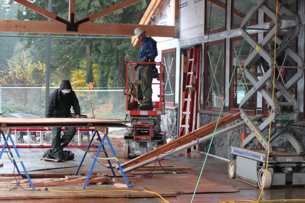 Rain or shine, workers have been busy at the construction site of the future Lacamas Lake Lodge and Conference Center.