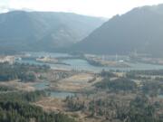 View of the Columbia River and Bonneville Dam from Aldrich Butte, north of North Bonneville.