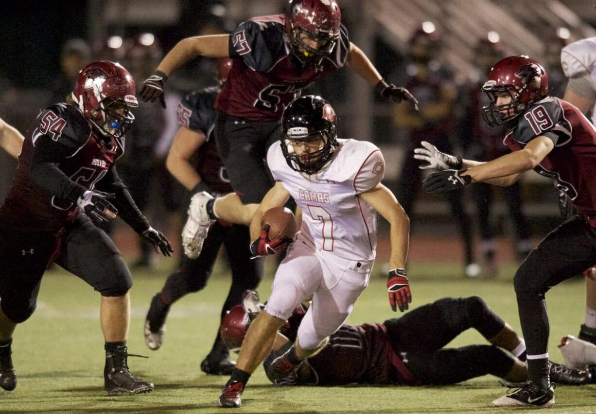 Camas running back Nate Beasley carries the ball against Eastlake in the 4A state quarterfinals.