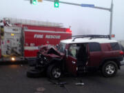 This Toyota FJ Cruiser rear-ended another vehicle Monday afternoon in Battle Ground.